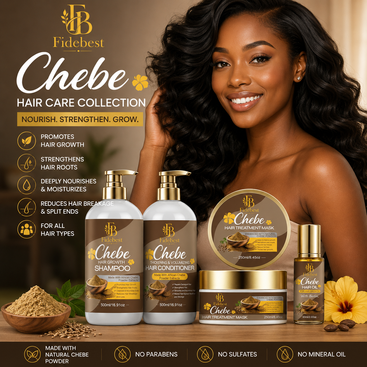 Shampoo Conditioner Hair Mask And Hair Oil Set . All You Need For Your Hair Chebe set