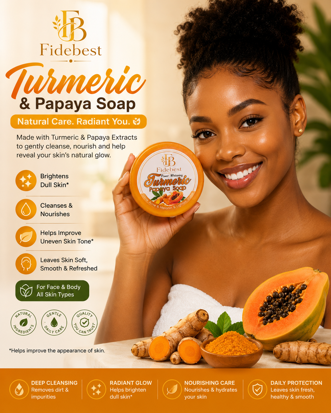 Turmeric & Papaya Soap 2 pack set 

Reveal Your Natural Glow! Acne removal