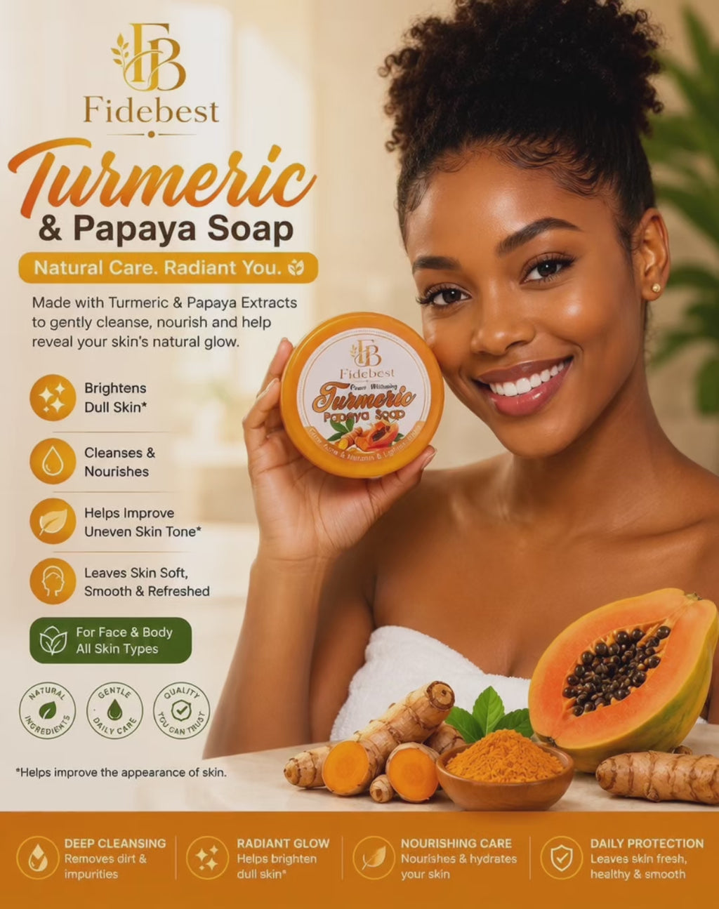 Turmeric & Papaya Soap 2 pack set 

Reveal Your Natural Glow! Acne removal