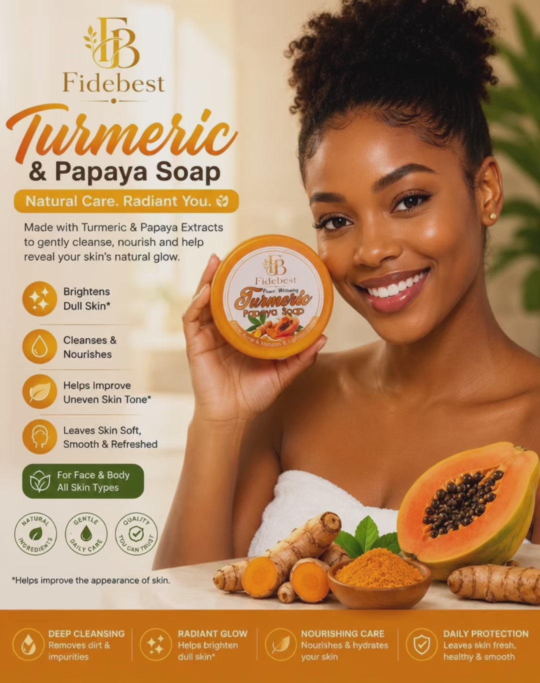 Turmeric & Papaya Soap 2 pack set 

Reveal Your Natural Glow! Acne removal